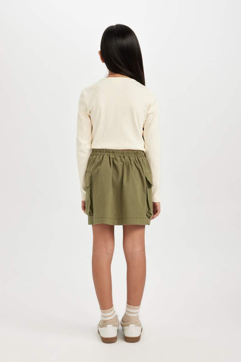 Girl Pleated Detailed Gabardine Skirt