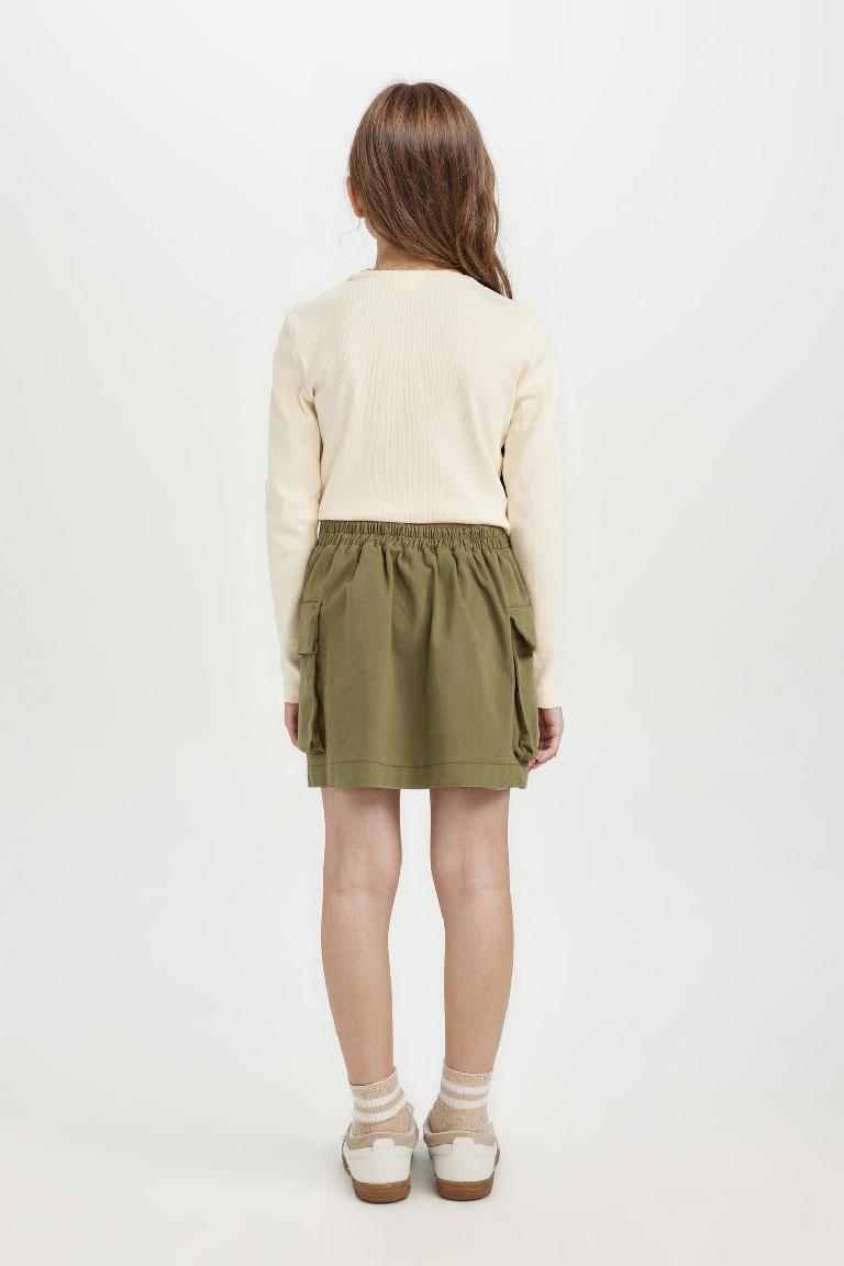 Girl Pleated Detailed Gabardine Skirt