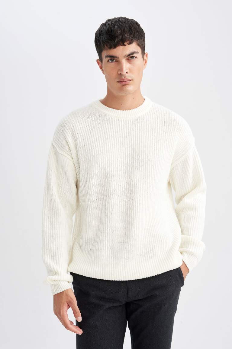 Relax Fit Crew Neck Basic Knitted Pullover