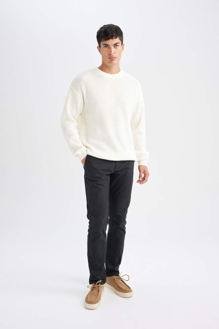 Relax Fit Crew Neck Basic Knitted Pullover