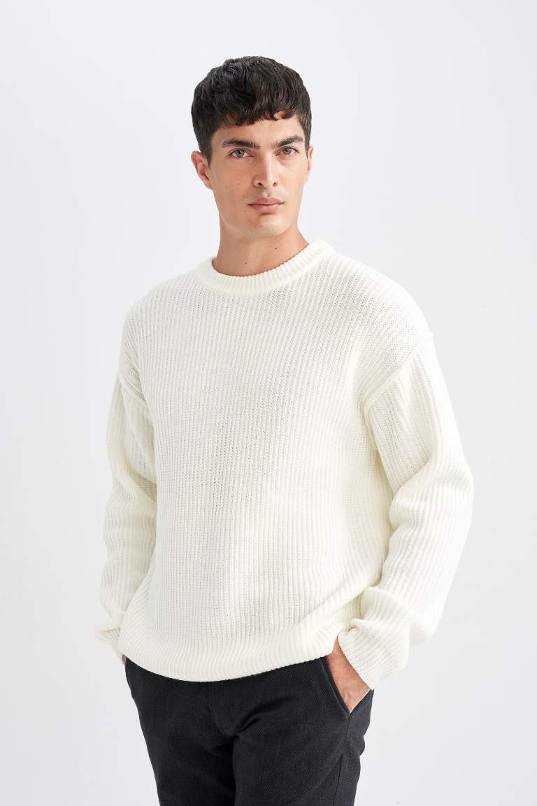 Relax Fit Crew Neck Basic Knitted Pullover