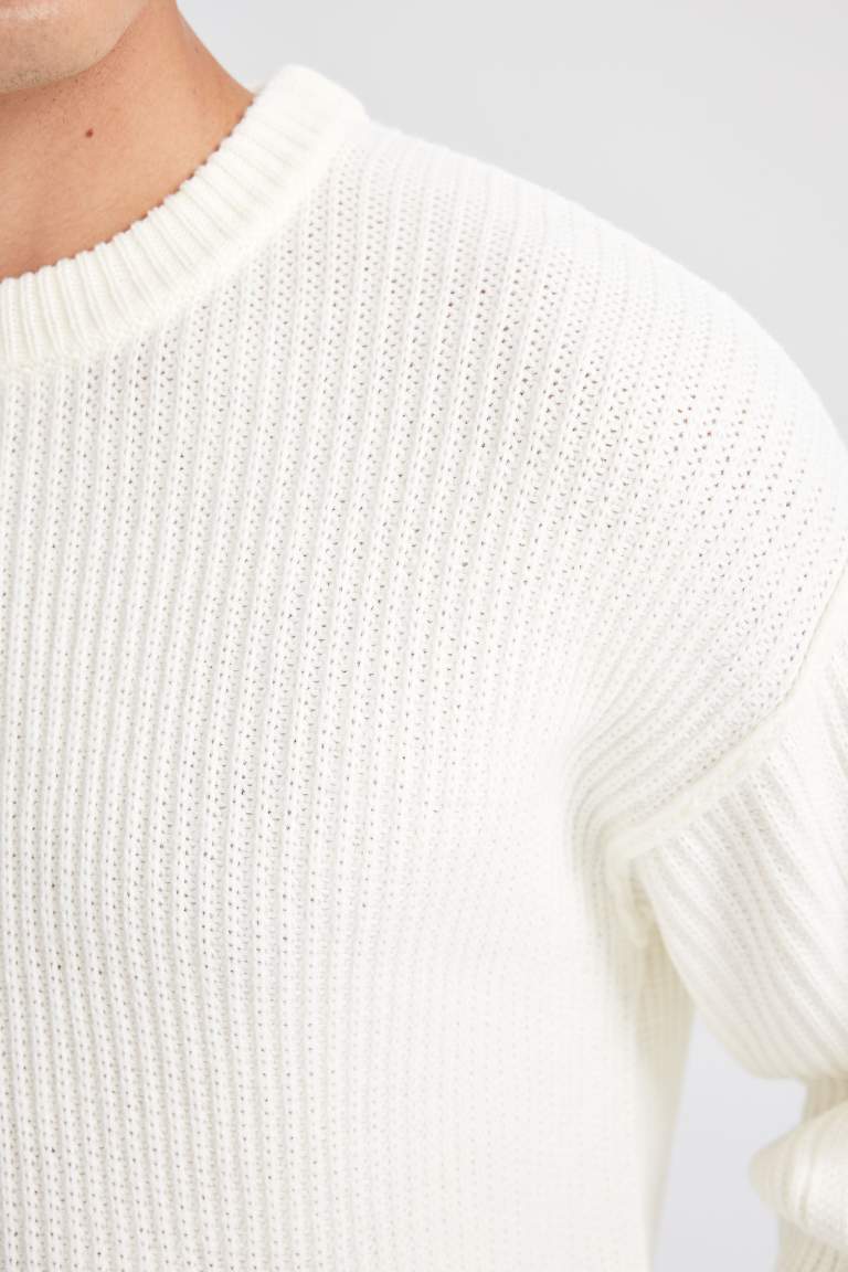 Relax Fit Crew Neck Basic Knitted Pullover