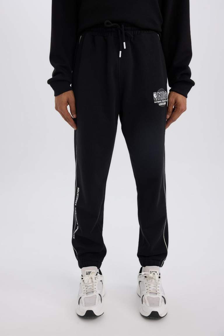 DeFactoFit Kalın Jogger Eşofman Altı NBA Wordmark Standart Fit Cepli Esnek Bantlı Paça