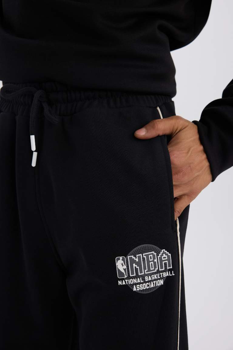 DeFactoFit Kalın Jogger Eşofman Altı NBA Wordmark Standart Fit Cepli Esnek Bantlı Paça