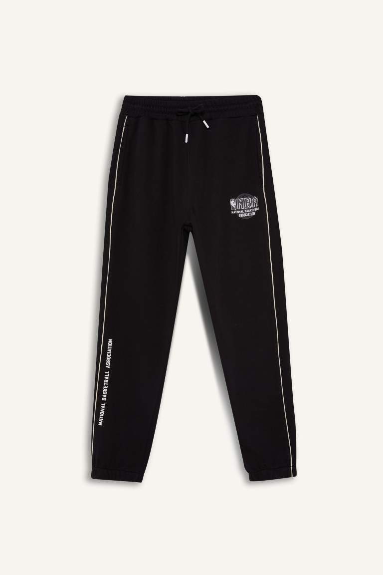 DeFactoFit Kalın Jogger Eşofman Altı NBA Wordmark Standart Fit Cepli Esnek Bantlı Paça