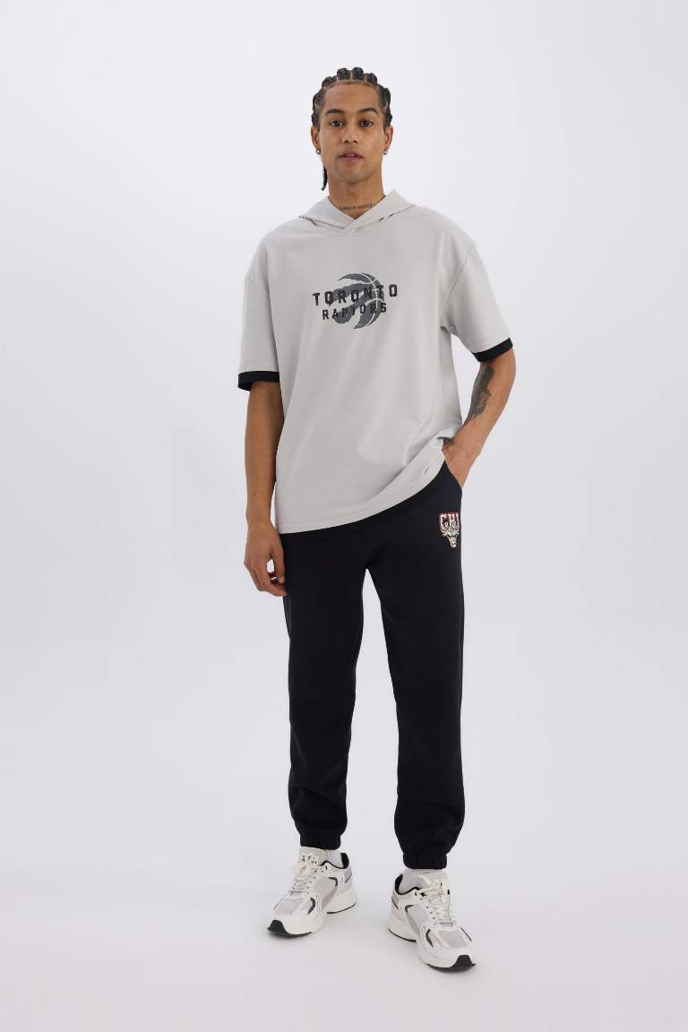 DeFactoFit Kalın Jogger Eşofman Altı NBA Chicago Bulls Standart Fit Cepli Beli Bağcıklı Lastikli Paça