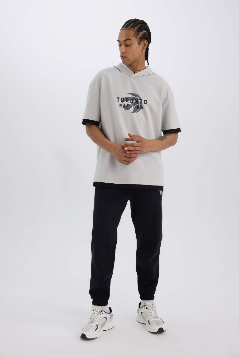 DeFactoFit Kalın Jogger Eşofman Altı NBA Chicago Bulls Standart Fit Cepli Beli Bağcıklı Lastikli Paça