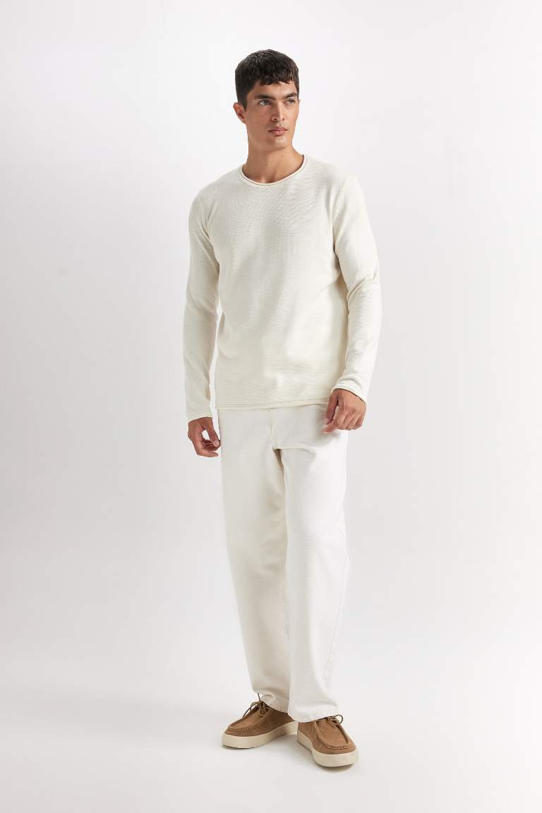 Relax Fit Crew Neck Basic Knitted Pullover