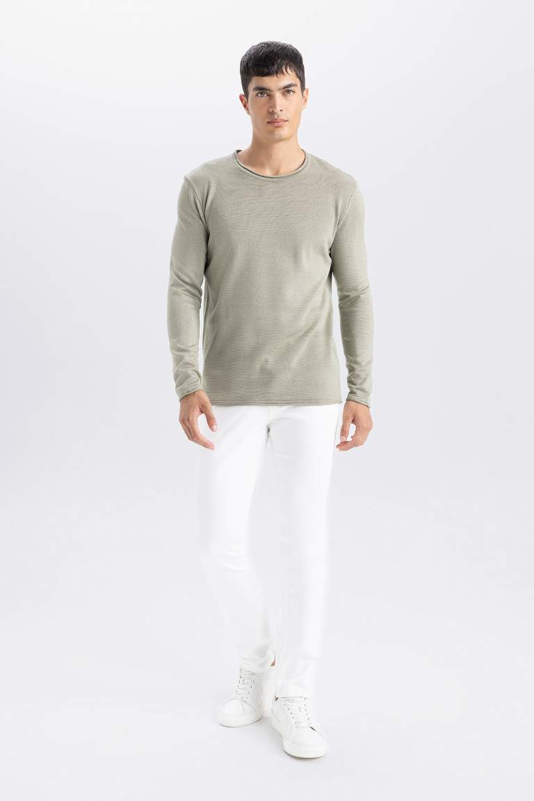 Relax Fit Crew Neck Basic Knitted Pullover