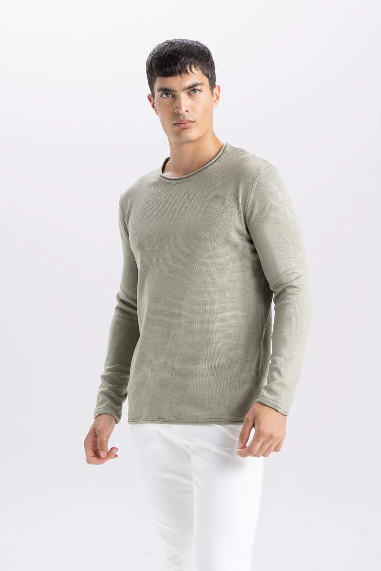 Relax Fit Crew Neck Basic Knitted Pullover