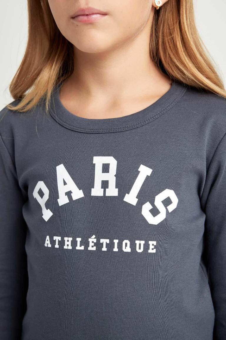 2 T-shirts courts avec imprimé à manches longues et col rond pour Fille