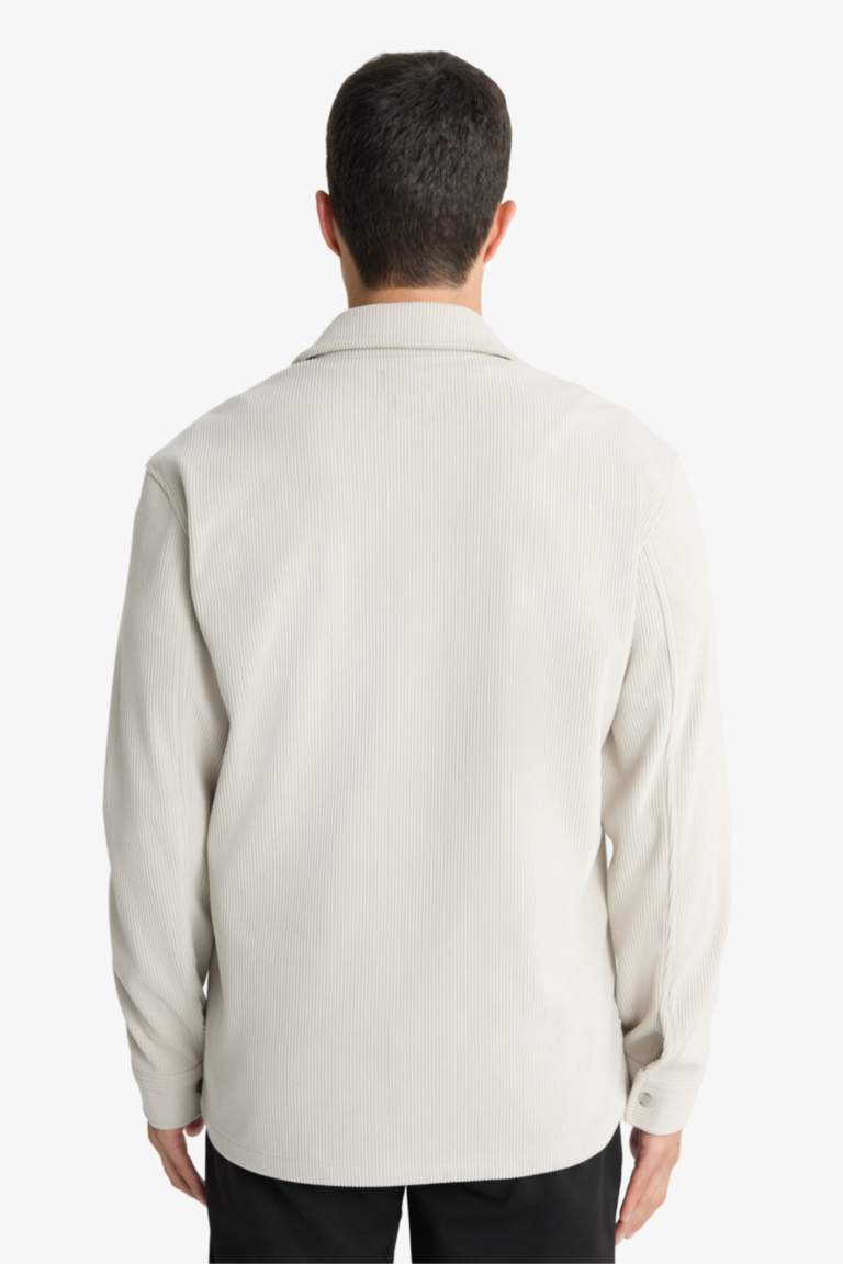 Regular Fit Polo Yaka Fitilli Kadife Gömlek Ceket