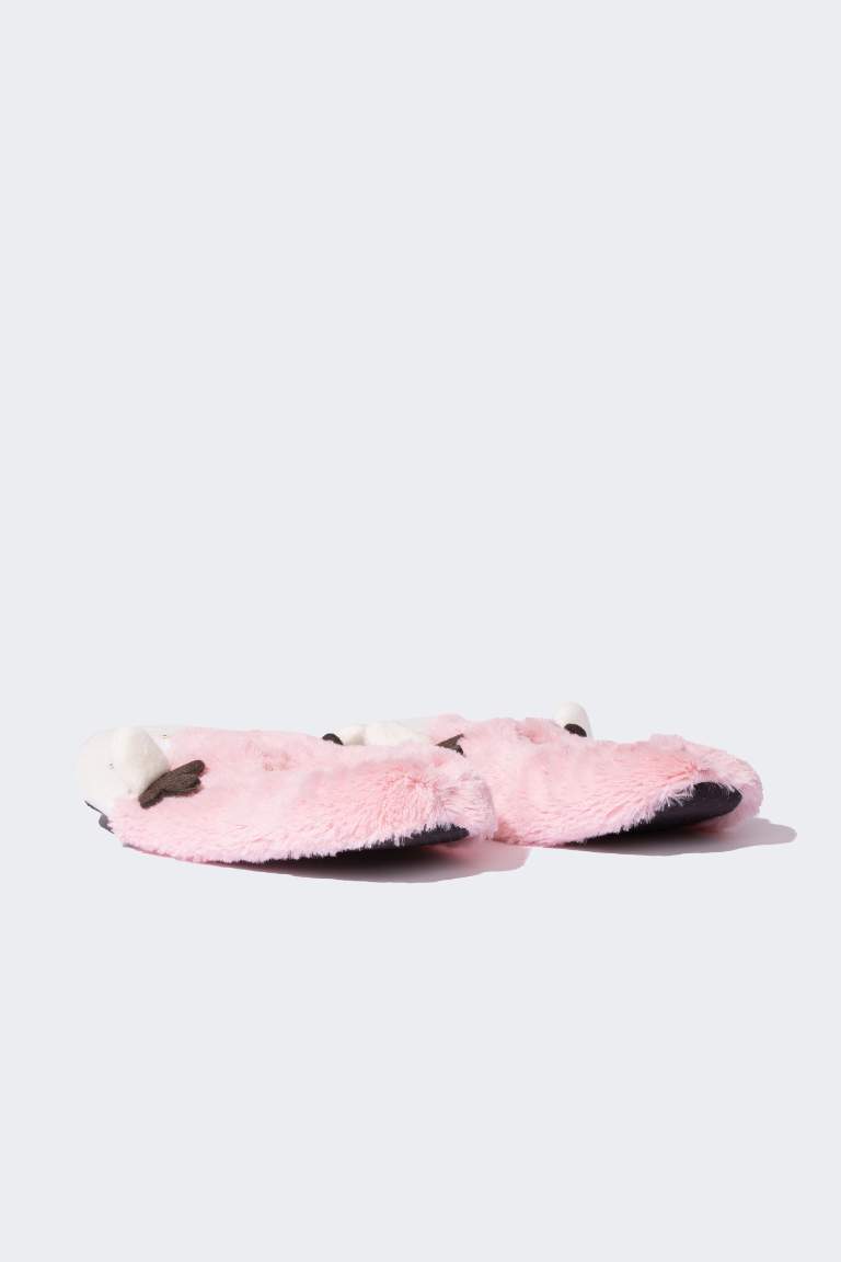 Woman Deer Themed Plush Home Slippers