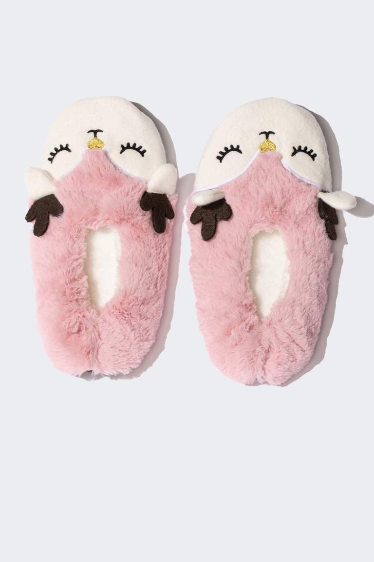 Woman Deer Themed Plush Home Slippers