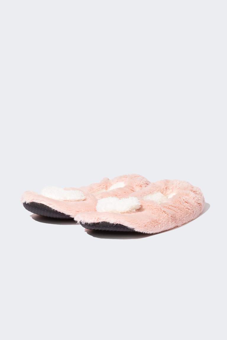 Woman Heart Detailed Plush Home Slippers