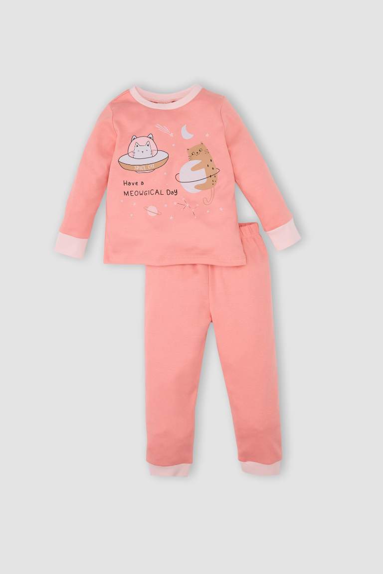 Baby Girl Printed Long Sleeve Top Bottom 2 Piece Pajama Set