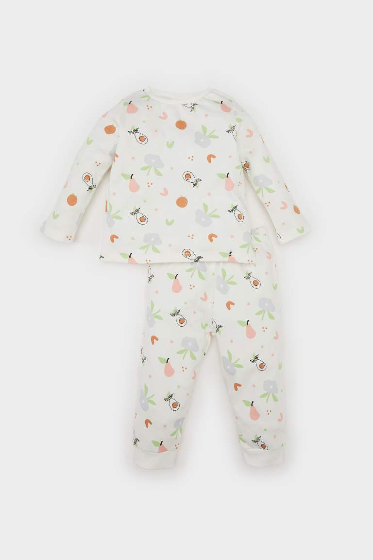 Baby Girl Fruit Patterned Top Bottom 2 Piece Pajama Set