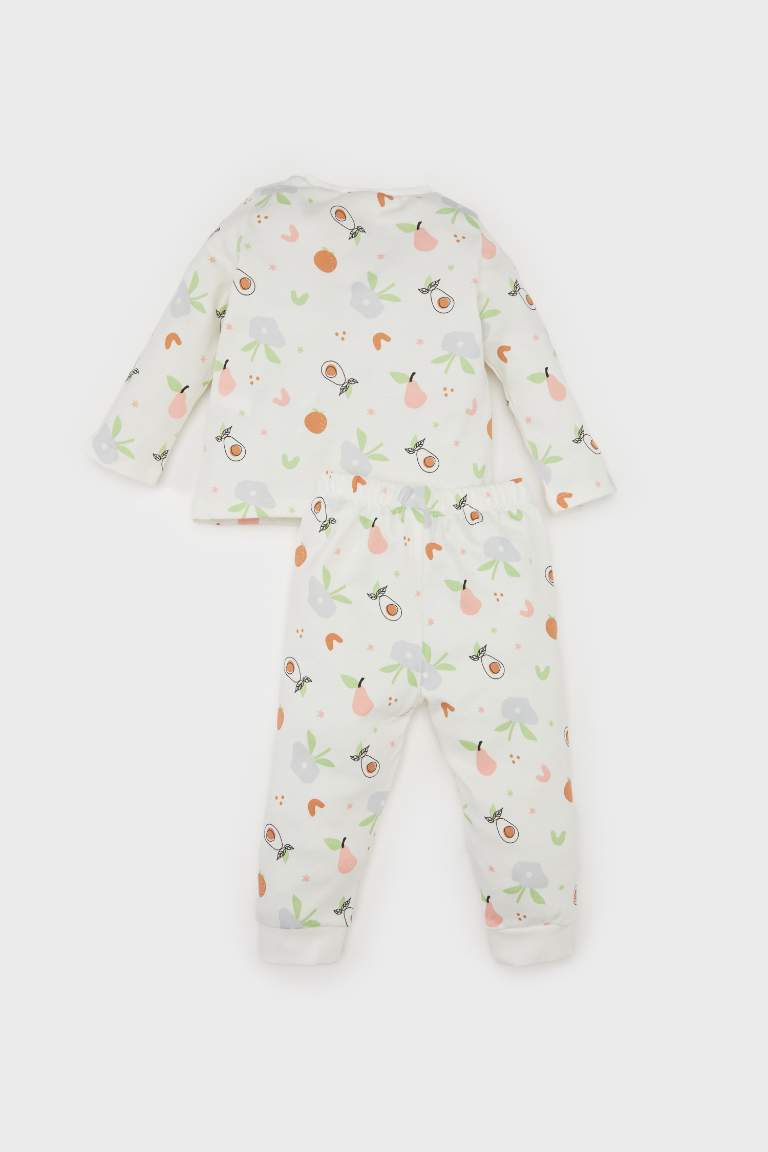 Baby Girl Fruit Patterned Top Bottom 2 Piece Pajama Set