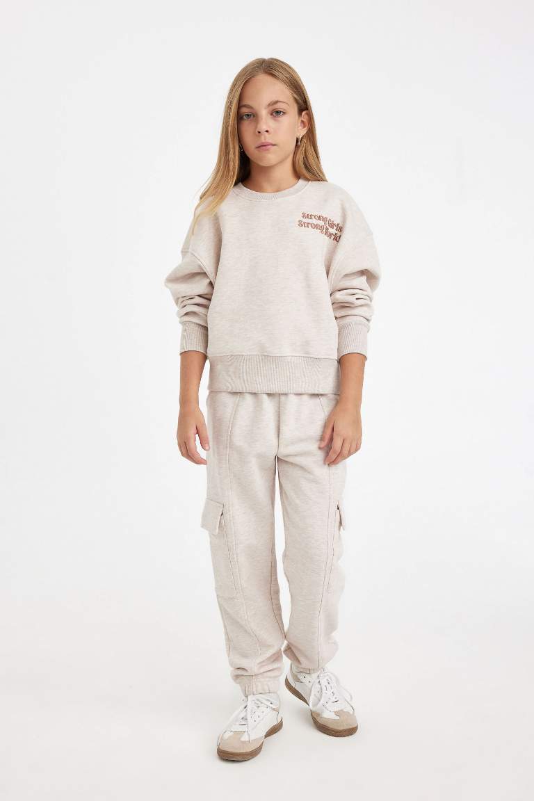 Girl Waist Elasticated Cargo Jogger Sweatpants