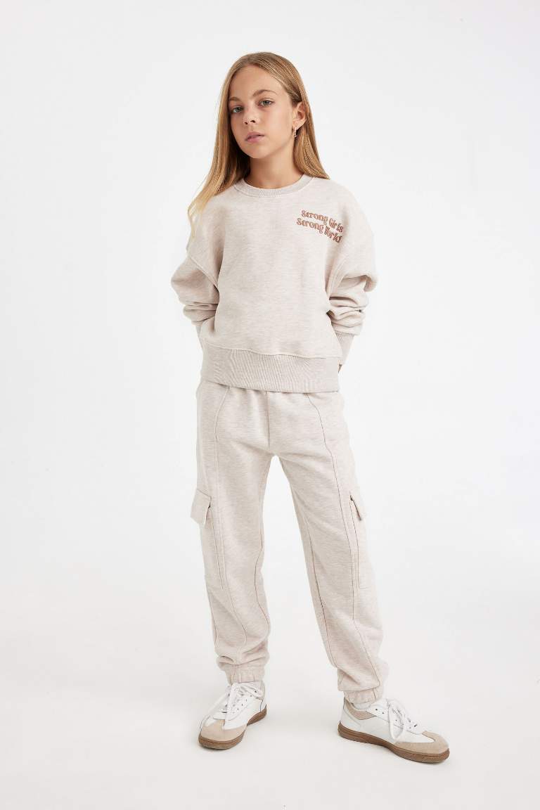 Girl Waist Elasticated Cargo Jogger Sweatpants