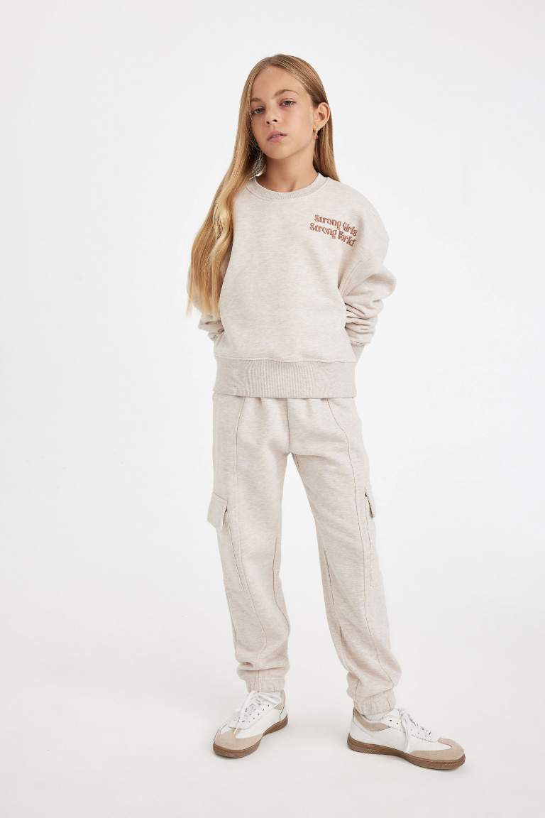 Girl Waist Elasticated Cargo Jogger Sweatpants