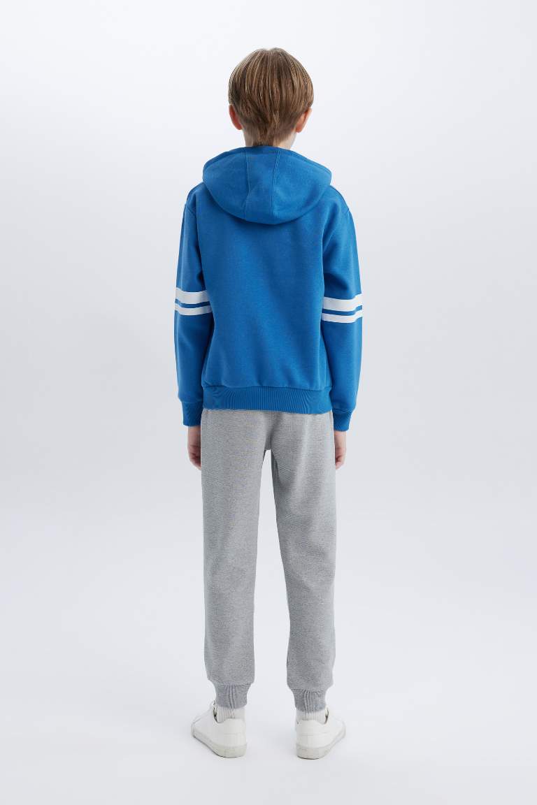 Boy Thick Hooded Printed Sweatshirt Sweatpants 2 Piece Set