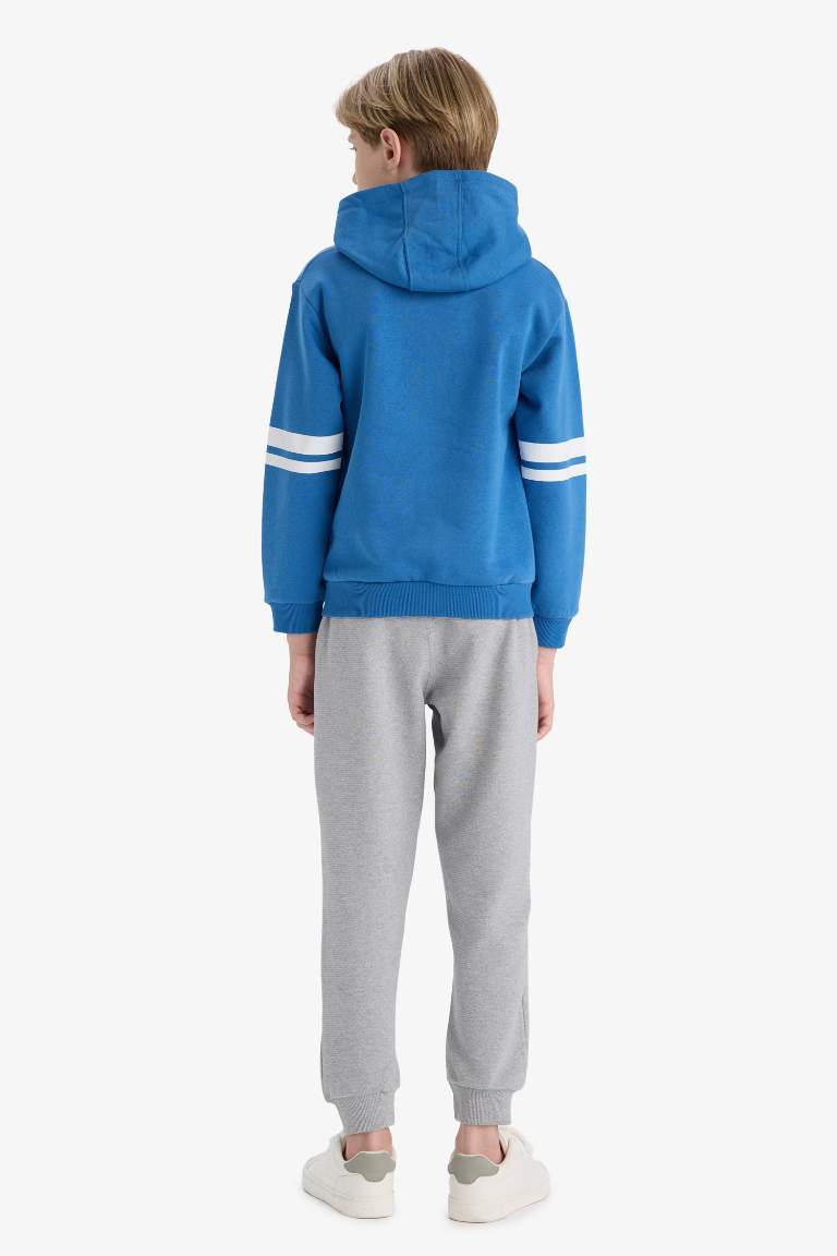 Erkek Çocuk 2'li Takım Baskılı Kapüşonlu Sweatshirt Eşofman Altı