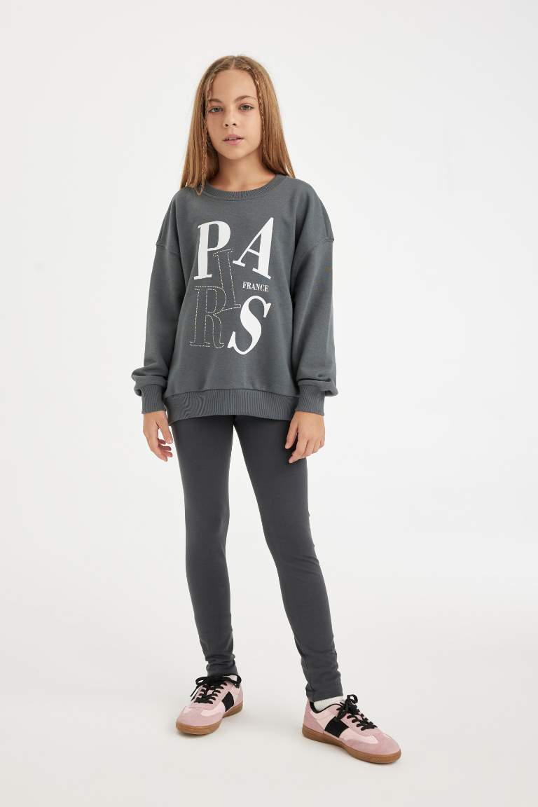 Girl Oversize Fit Printed Sweatshirt