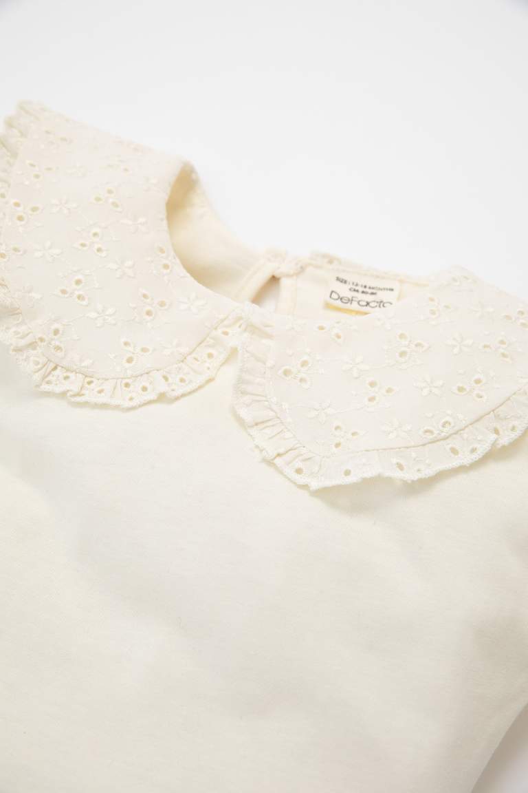 Baby Girl Lace Collar Basic Long Sleeve T-Shirt