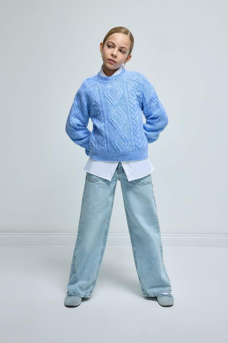 Kız Çocuk Wide Leg Geniş Bol Paça Cepli Pantolon