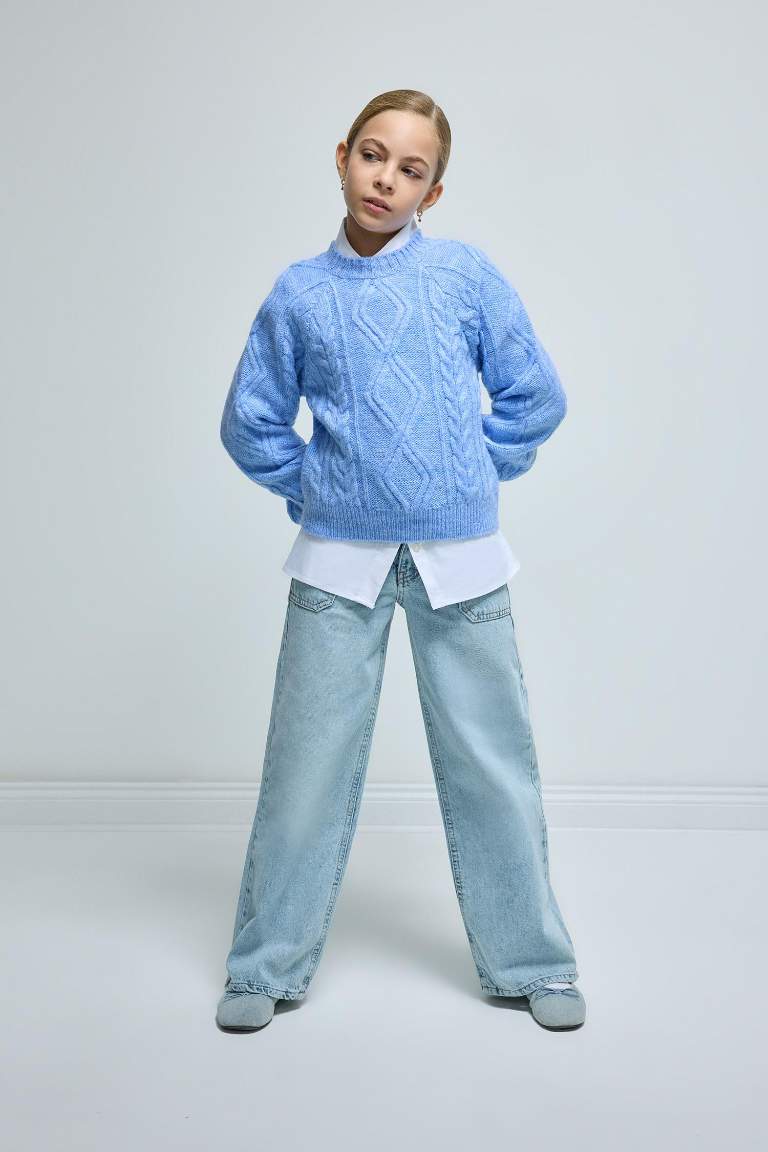 Kız Çocuk Wide Leg Geniş Bol Paça Cepli Pantolon