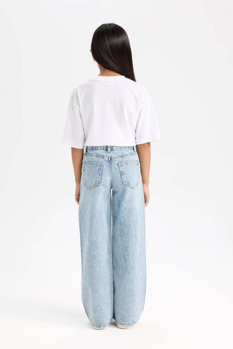 Kız Çocuk Wide Leg Geniş Bol Paça Cepli Pantolon