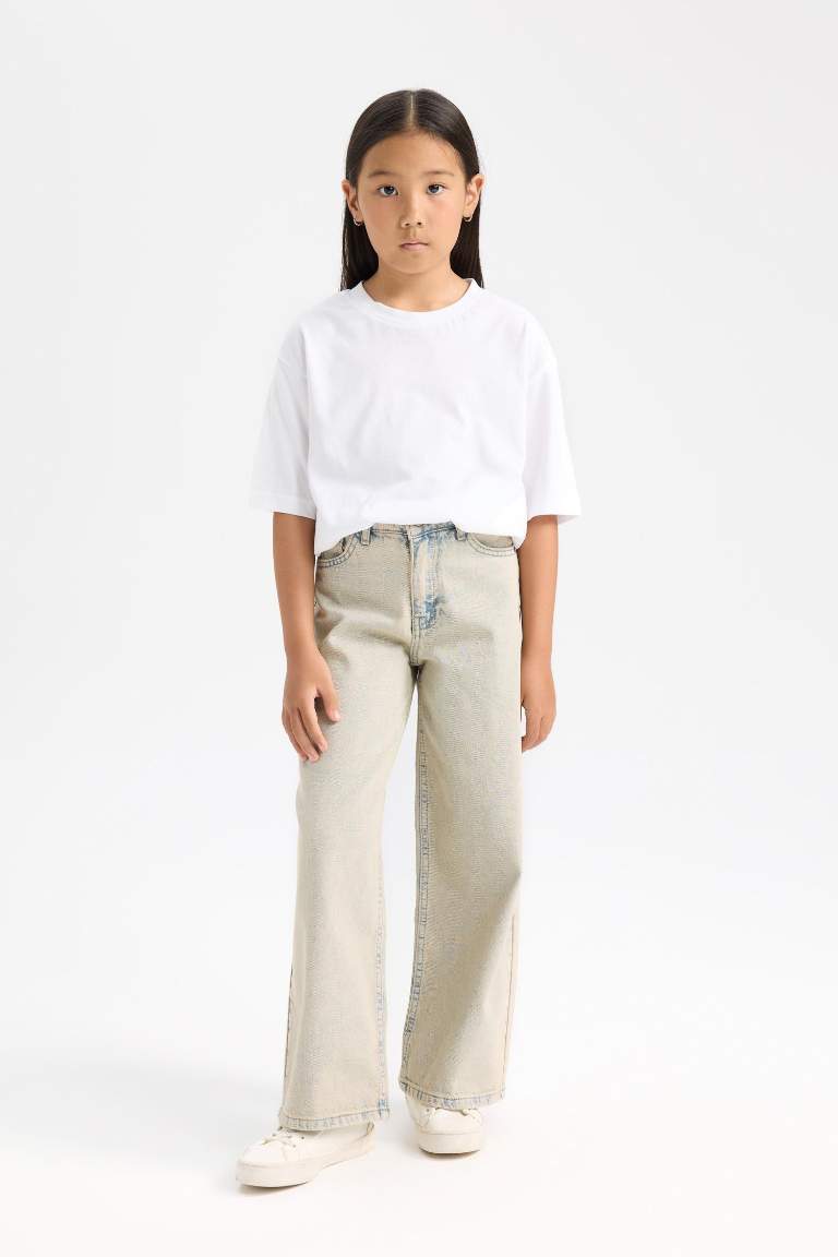 Kız Çocuk Wide Leg Geniş Bol Paça Cepli Pantolon