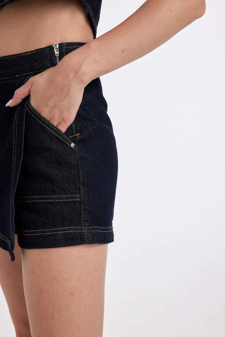 High Waist Jean Skort