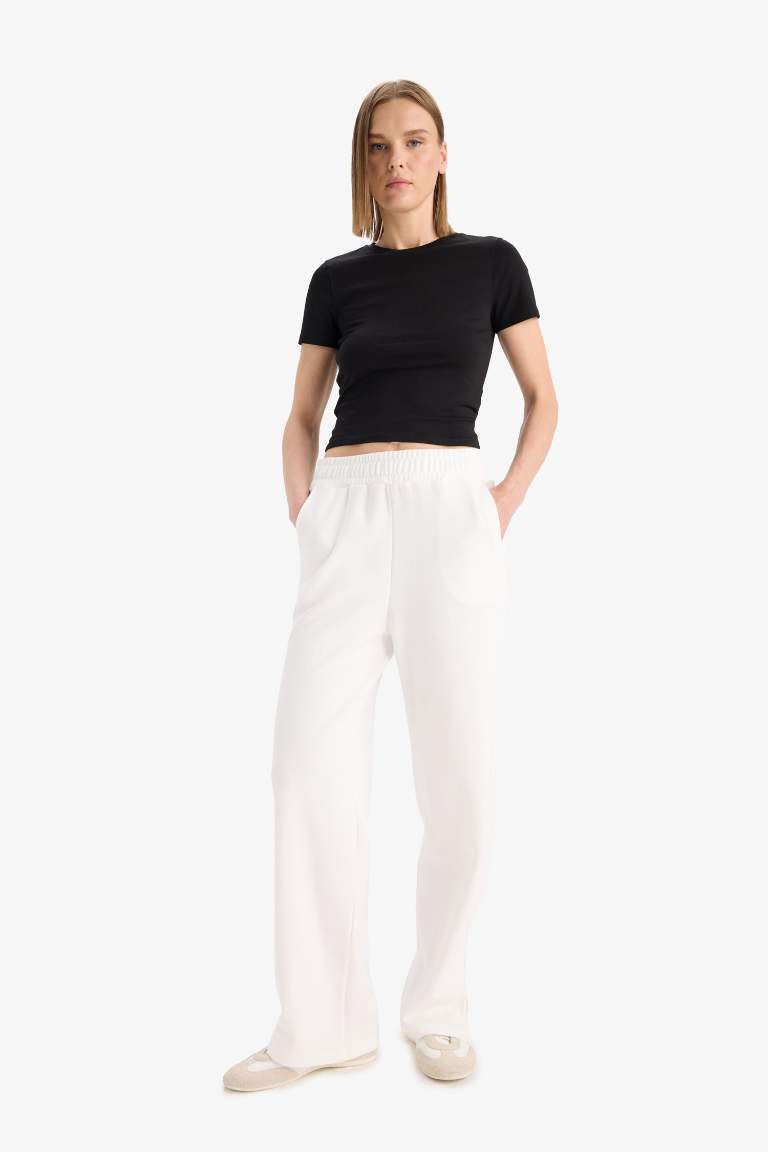 Straight Fit Geniş Bol Paça Basic Düz Cepli Eşofman Altı
