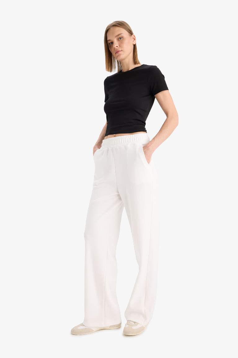 Straight Fit Geniş Bol Paça Basic Düz Cepli Eşofman Altı