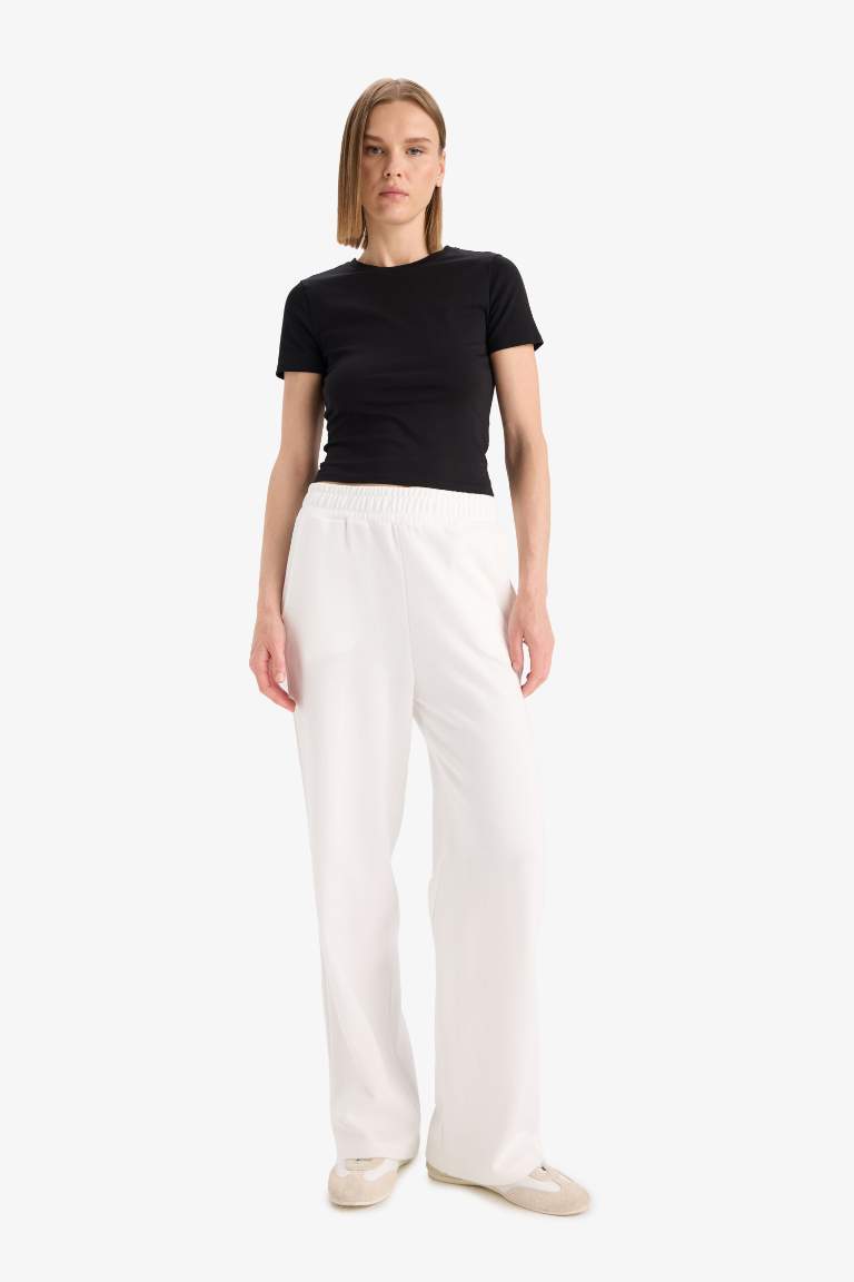 Straight Fit Geniş Bol Paça Basic Düz Cepli Eşofman Altı