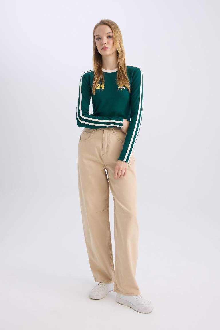 Baggy Fit Normal Waist Pocket Basic Gabardine Trousers
