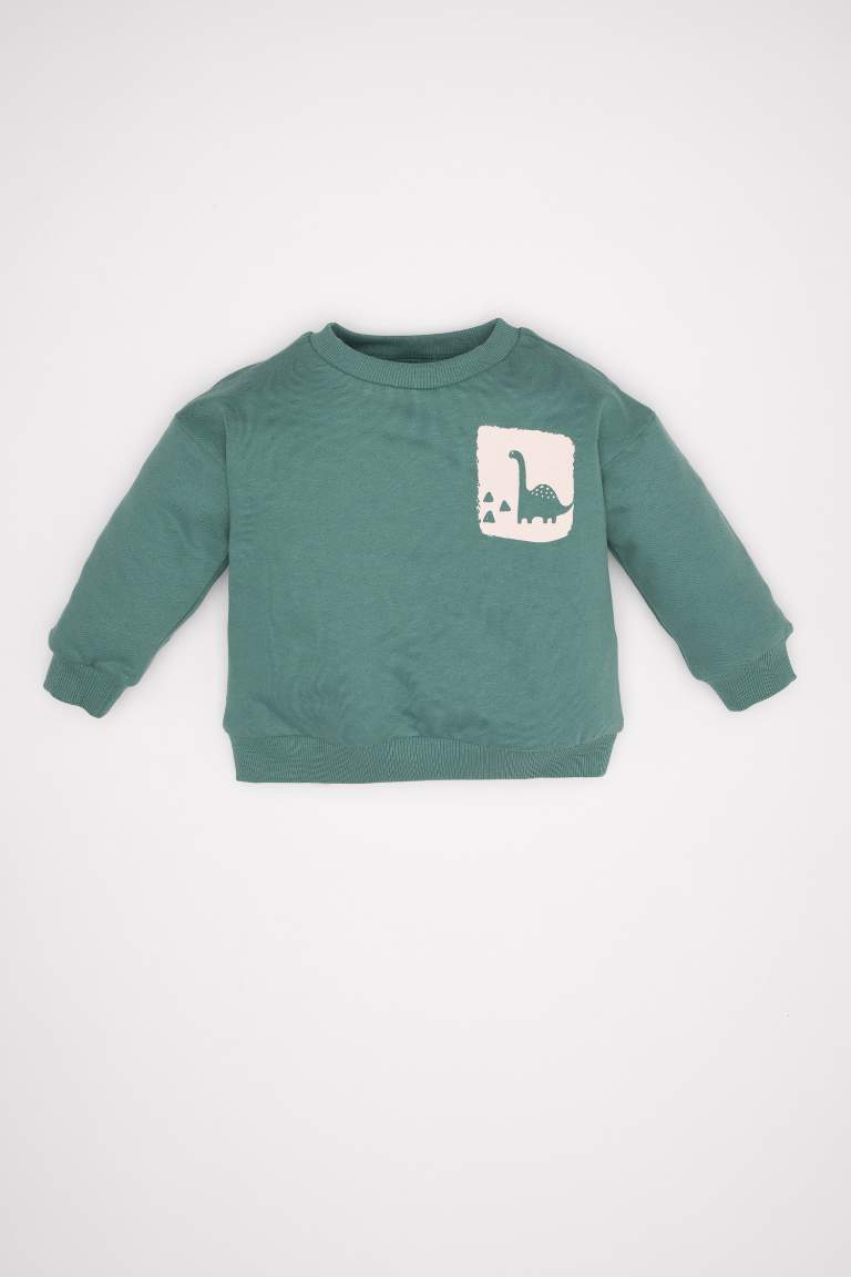 Sweat-Shirt Tissu Sweat Fin imprimé Dinosaure pour bébé garçon