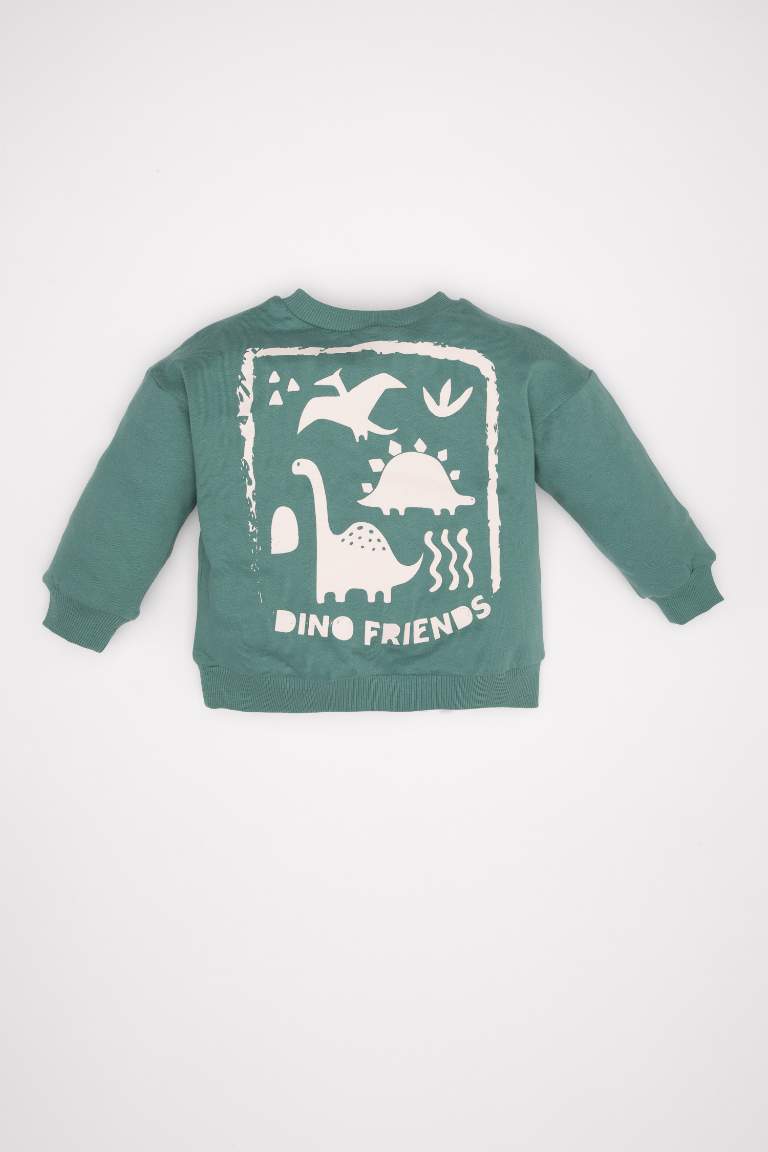 Sweat-Shirt Tissu Sweat Fin imprimé Dinosaure pour bébé garçon