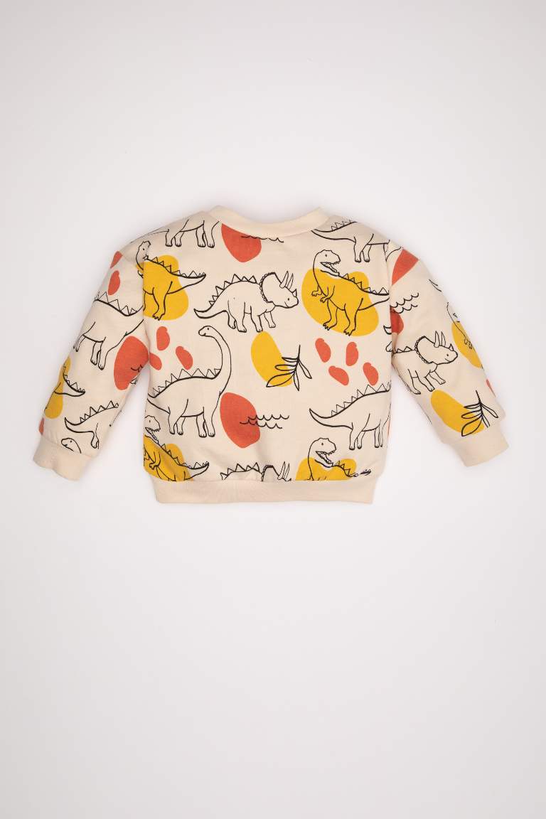 Sweat-shirt pour bébé garçon à motifs animal et col rond avec intérieur doux