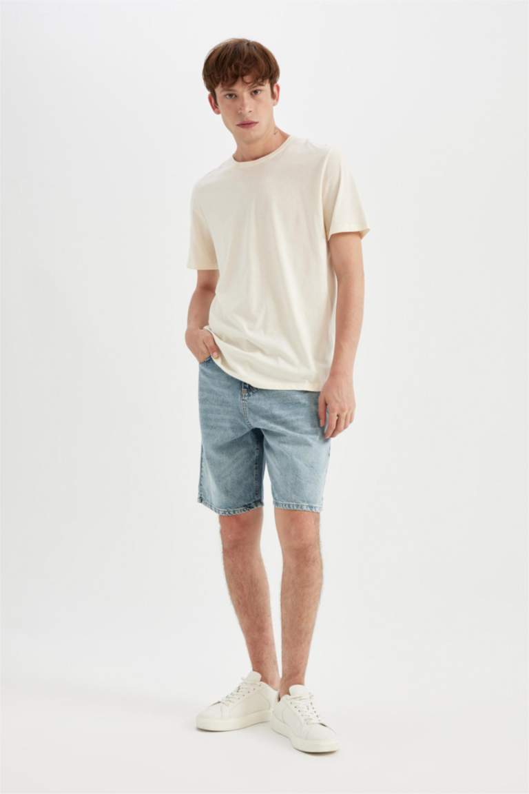 Straight Fit Denim Bermuda Shorts