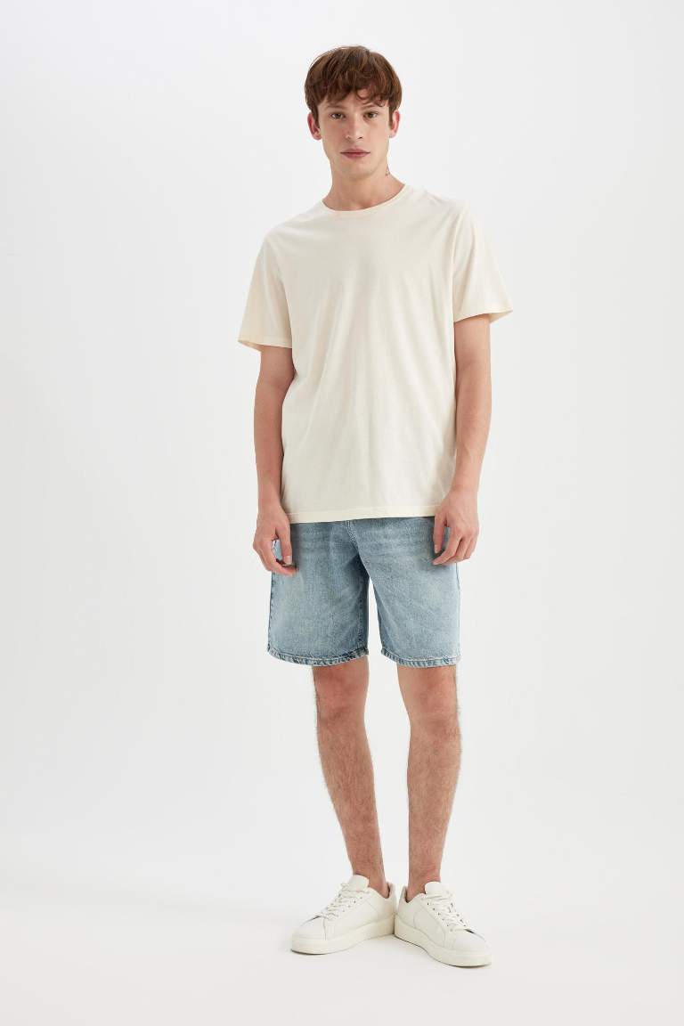Straight Fit Denim Bermuda Shorts