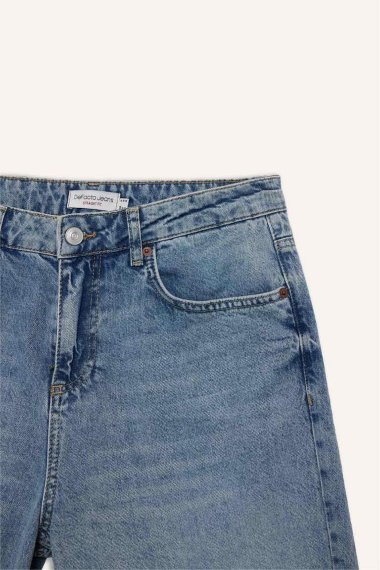 Straight Fit Denim Bermuda Shorts