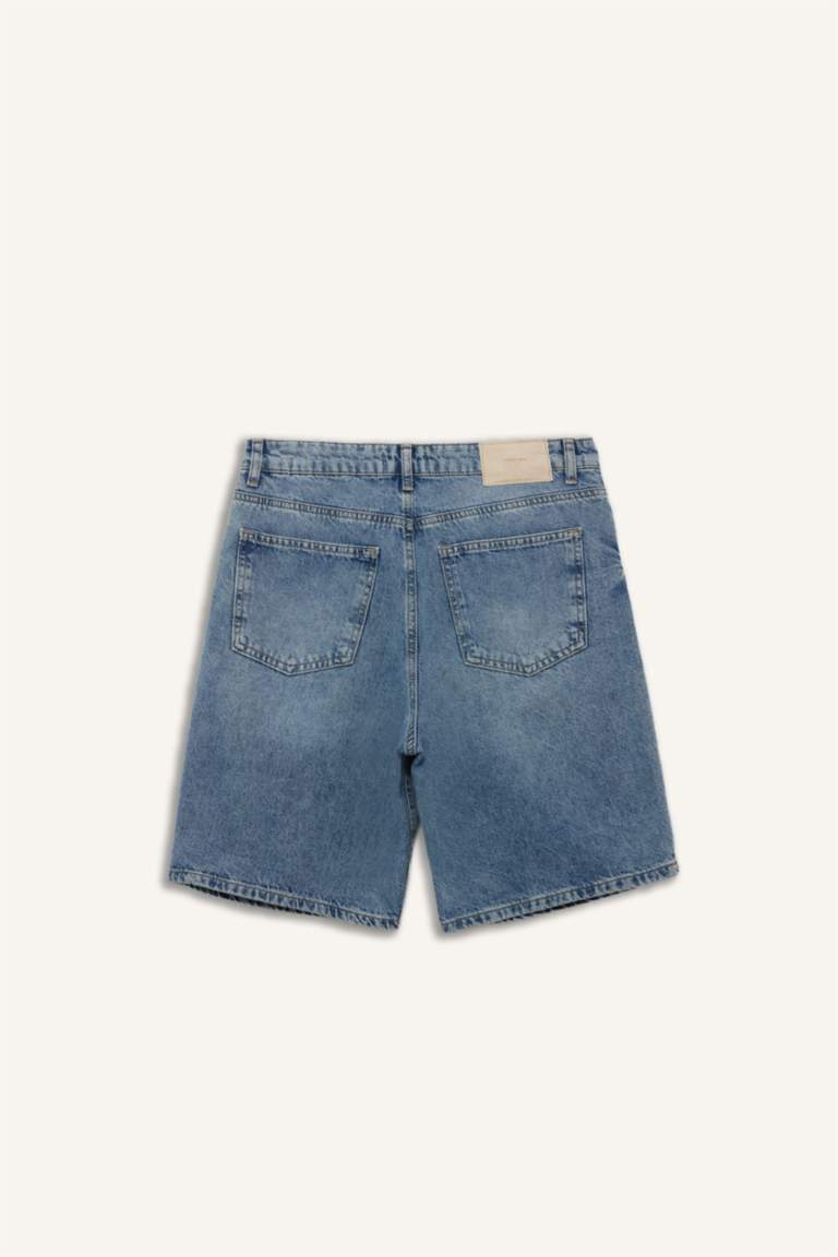 Straight Fit Denim Bermuda Shorts