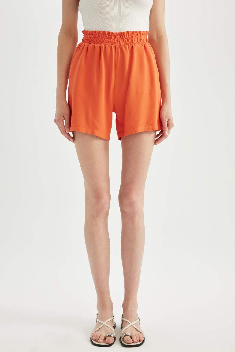 Relax Fit Linen Blended Paperbag Waist Wide Leg Shorts