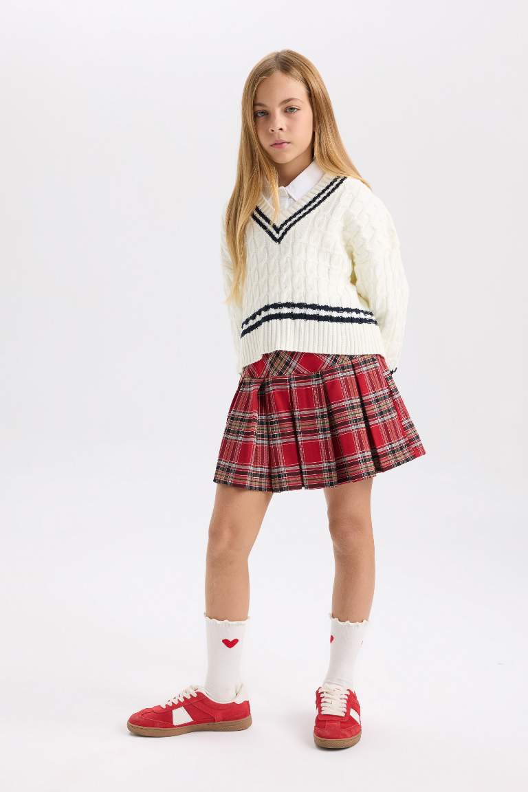 Girl Gabardine Pleat Skirt