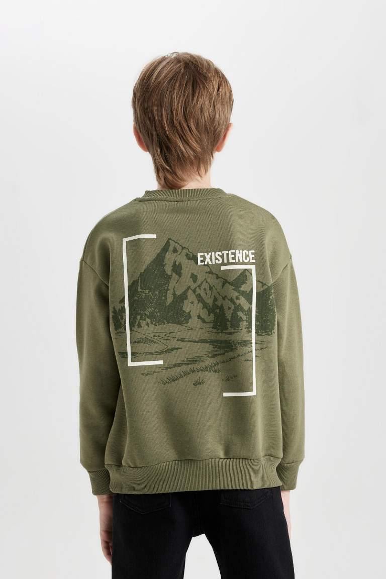 Boy Oversize Fit Crew Neck Back Printed Sweatshirt