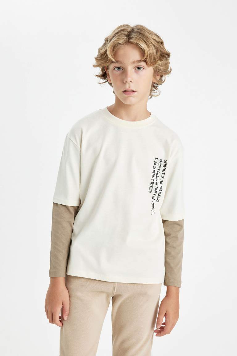 Boy Oversize Fit Crew Neck Back Printed T-Shirt