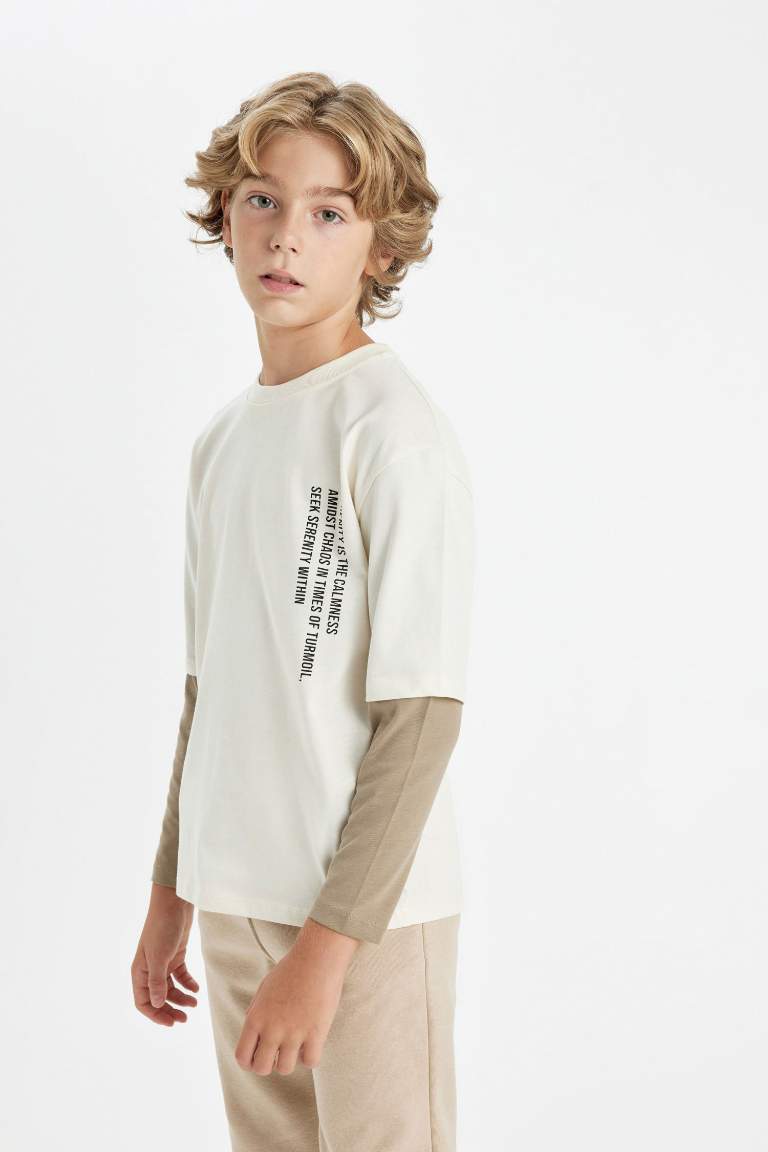 Boy Oversize Fit Crew Neck Back Printed T-Shirt